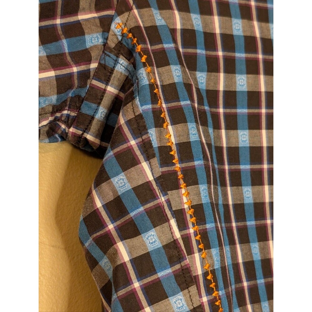Robert Graham The Freshly Laundered Shirt Blue Black Orange Plaid size XL cotton - Picture 6 of 9